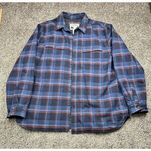 LL Bean Quilted Lined Flannel Shirt Jacket Heavy Plaid Outdoor‎ Men’s Size XL
